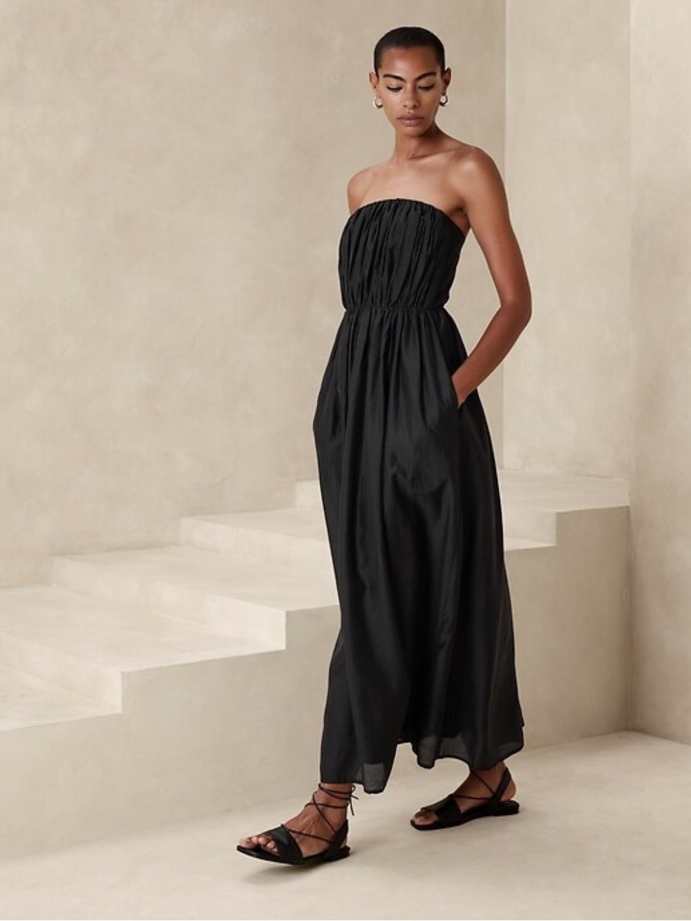Banana Republic Factory Strapless Organza Maxi Dress